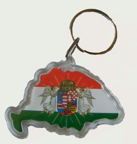 Nagy-Magyarország alakú műanyag angyalos kulcstartó (3,5X5,5cm) Nagy-Magyarország alakú műanyag angyalos kulcstartó (3,5X5,5cm)
