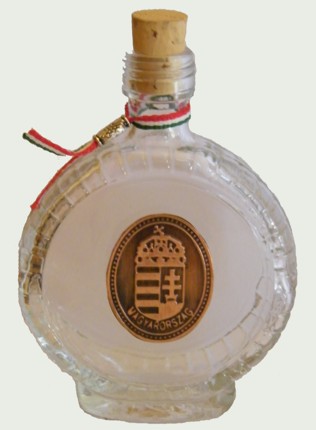 Boros üvegkulacs réz címerrel 1dl Boros üvegkulacs réz címerrel 1dl