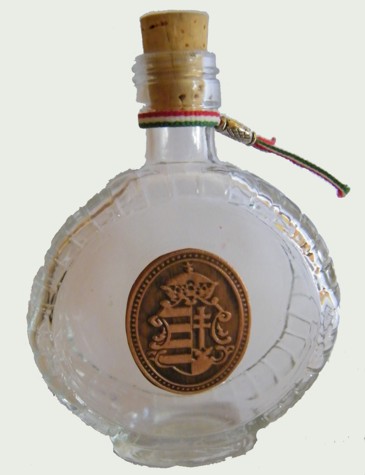 Boros üvegkulacs Kossuth réz címerrel 1dl Boros üvegkulacs Kossuth réz címerrel 1dl