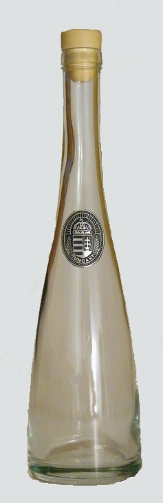 Keskeny boros üveg ón koszorús címerrel 0,5l Keskeny boros üveg ón koszorús címerrel 0,5l