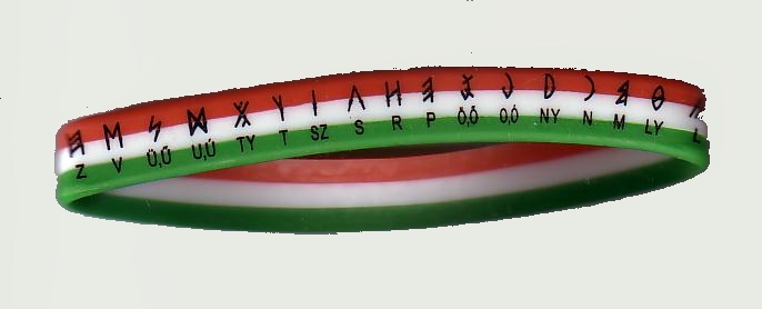 Szilikon karkötő nemzeti színű rovásírásos Szilikon karkötő nemzeti színű rovásírásos