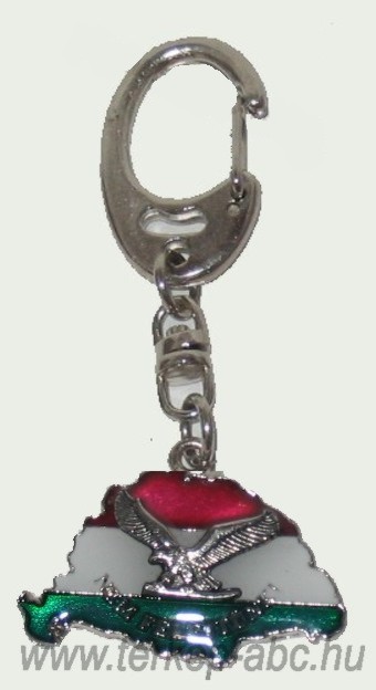 Nagy-Magyarországos nemzeti színű ezüst turulos (39x24mm) kulcstartó Nagy-Magyarországos nemzeti színű ezüst turulos (39x24mm) kulcstartó