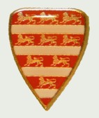 Árpádházi címeres jelvény fedőfestéssel (16x22mm) Árpádházi címeres jelvény fedőfestéssel (16x22mm)