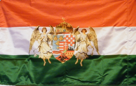 Kétoldalas nemzeti színű barna angyalos zászló Kétoldalas nemzeti színű barna angyalos zászló