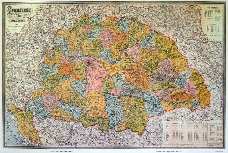 Magyarország (Homolka) 1899 reprint falitérkép papír 125x90 cm Magyarország (Homolka) 1899 reprint falitérkép papír 125x90 cm