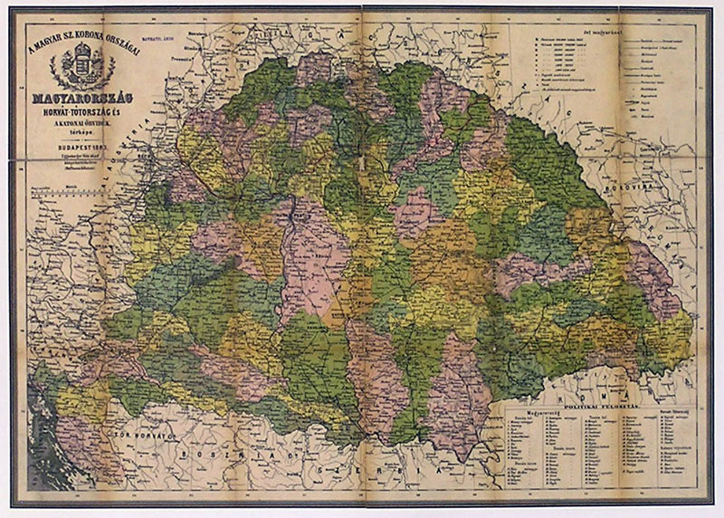 A Magyar Szent Korona Országai 1883 reprint, faléces 55x40 cm A Magyar Szent Korona Országai 1883 reprint, faléces 55x40 cm