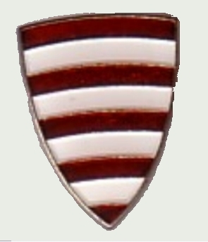 Árpádsávos pajzs jelvény fehér csíkkal (16x21 mm) Árpádsávos pajzs jelvény fehér csíkkal (16x21 mm)