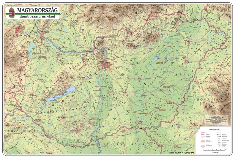 Magyarország domborzata és vizei 123x89 cm Magyarország domborzata és vizei 123x89 cm