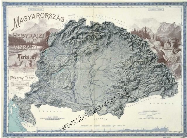 Magyarorszg hegyrajzi s vzrajzi trkpe (Pokorny Tdor 1898) - Kattintsra bezrul