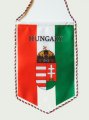 5 szögletű autós címeres zsinóros zászló Hungary felírattal (11x16 cm)
