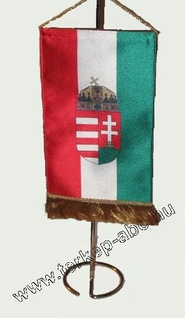 Asztali nemzeti címeres zászló króm zászlótartóval - Kattintásra bezárul