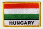 Felvasalhat hmzett piros-fehr-zld matrica Hungary felrattal (8,5 X 5,5cm )