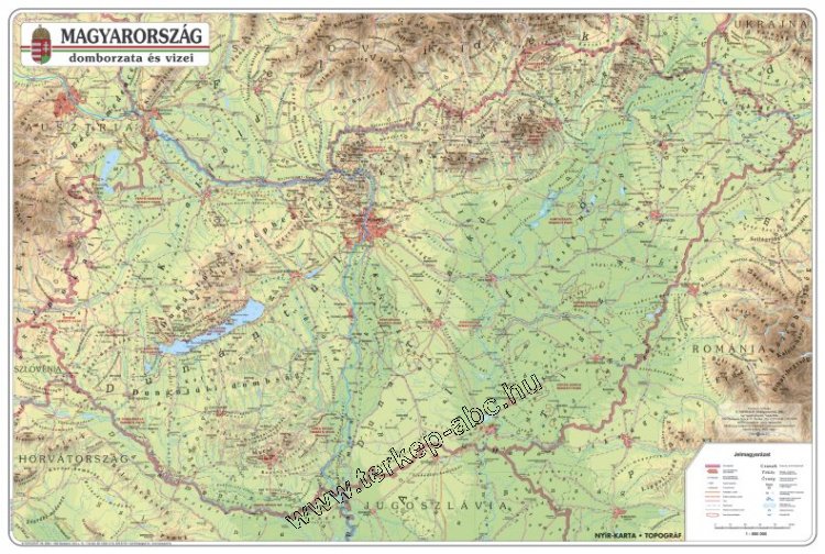 Magyarorszg domborzata s vizei 123x89 cm - Kattintsra bezrul