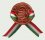 Kerámia kokárda Kossuth címerrel, nemzeti színű szalaggal és biztosító tűvel