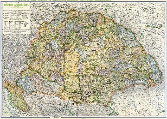 Magyarorszg kzigazgatsi trkpe 1918-ban az 1942. vi hatrokkal (Kogutowicz M.) - Kattintsra bezrul