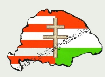 Árpádsávos osztott kettőskeresztes hűtőmágnes Nagy-Magyarország körvonallal - Kattintásra bezárul