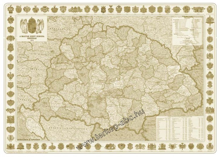 A Magyar Szent korona orszgai (1:1 600 000), 70x50 cm (B/2) antik, flis falces - Kattintsra bezrul