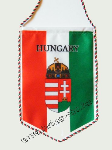 5 szgletű auts cmeres zsinros zszl Hungary felrattal (11x16 cm) - Kattintsra bezrul