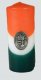 Nemzeti színű henger gyertya 15cm, ón koszorús címerrel (3,2x4cm)