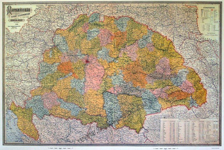 Magyarorszg (Homolka) 1899 reprint falitrkp papr 125x90 cm - Kattintsra bezrul